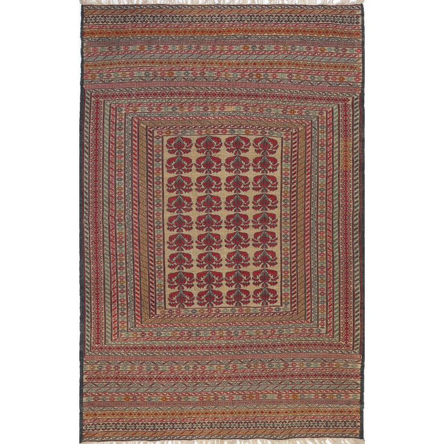 Maliki Kilim Hand-Woven Wool Kilim IVA0024123 - Natalia Rugs
