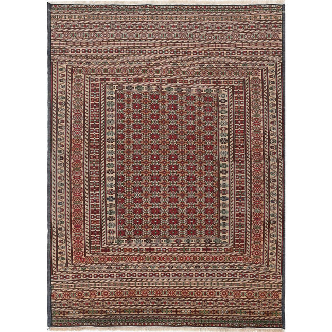 Maliki Kilim Hand-Woven Wool Kilim IVA0024146 - Natalia Rugs