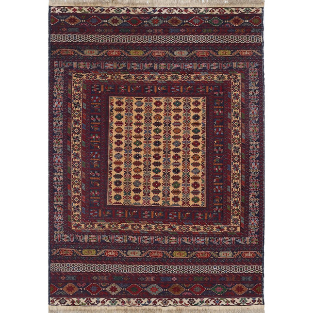 Maliki Kilim Hand-Woven Wool Kilim IVA0024232 - Natalia Rugs