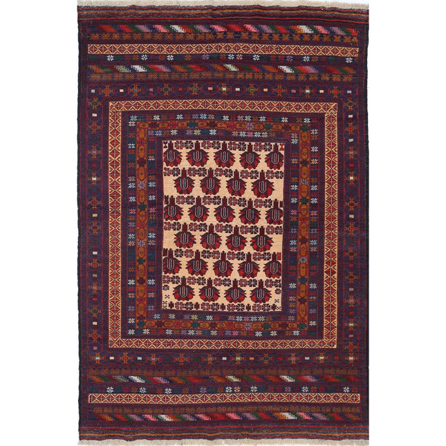 Maliki Kilim Hand-Woven Wool Kilim IVA0024252 - Natalia Rugs