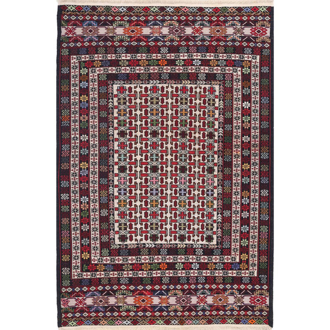 Maliki Kilim Hand-Woven Wool Kilim IVA0024257 - Natalia Rugs