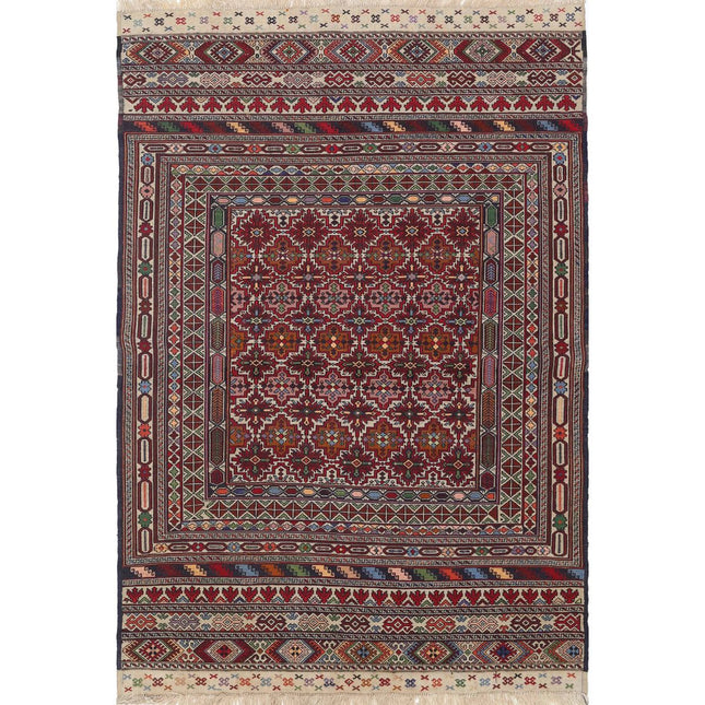 Maliki Kilim Hand-Woven Wool Kilim IVA0024264 - Natalia Rugs