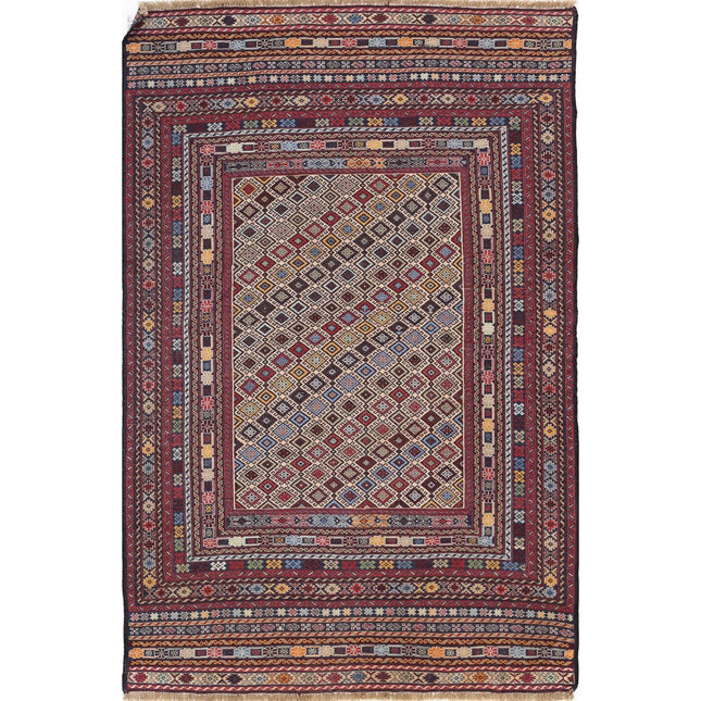 Maliki Kilim Hand-Woven Wool Kilim IVA0024270 - Natalia Rugs
