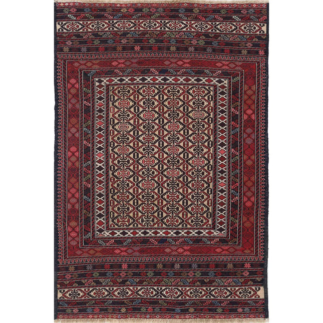 Maliki Kilim Hand-Woven Wool Kilim IVA0024281 - Natalia Rugs
