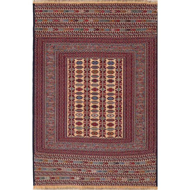 Maliki Kilim Hand-Woven Wool Kilim IVA0024287 - Natalia Rugs