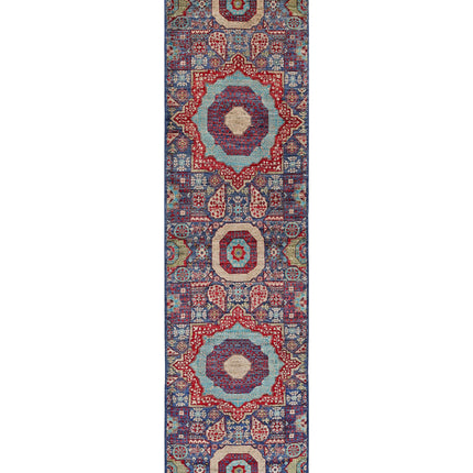 Mamluk 2' 6" X 9' 10" Hand Knotted Wool Rug 2' 6" X 9' 10" (76 X 300) / Blue / Wool