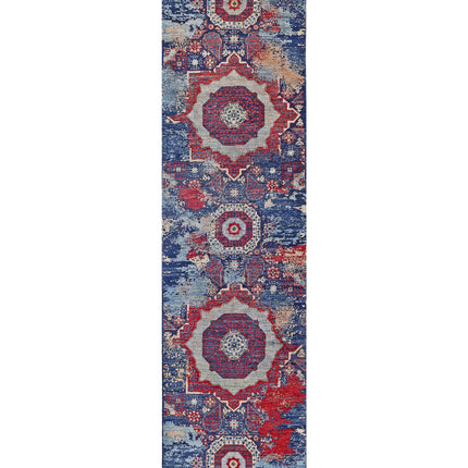 Mamluk 2' 6" X 9' 7" Hand Knotted Wool Rug 2' 6" X 9' 7" (76 X 292) / Blue / Wool