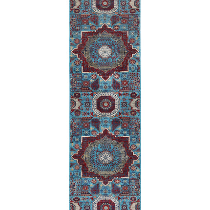 Mamluk 2' 9" X 9' 8" Hand Knotted Wool Rug 2' 9" X 9' 8" (84 X 295) / Teal / Wool