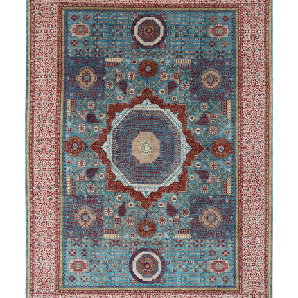 Mamluk 9' 9" X 13' 10" Hand Knotted Wool Rug 9' 9" X 13' 10" (297 X 422) / Teal / Wool