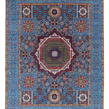 Mamluk 7' 11" X 10' 4" Hand Knotted Wool Rug 7' 11" X 10' 4" (241 X 315) / Teal / Wool