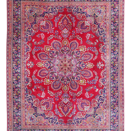 Mashad 9' 7" X 12' 11" Hand Knotted Wool Rug 9' 7" X 12' 11" (292 X 394) / Red / Wool