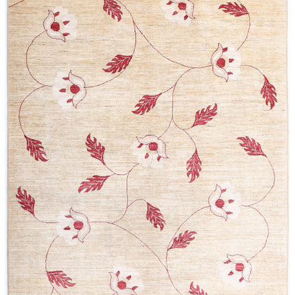 Modcar 5' 2" X 6' 5" Hand Knotted Wool Rug 5' 2" X 6' 5" (158 X 196) / Beige / Wool