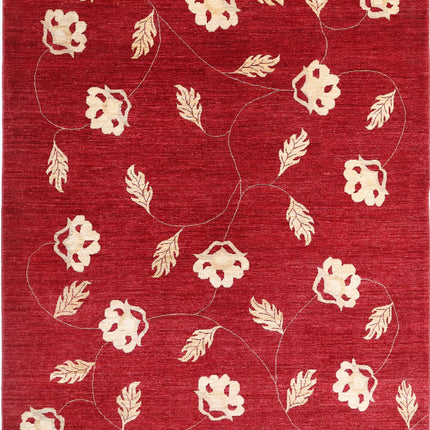 Modcar 6' 6" X 7' 9" Hand Knotted Wool Rug 6' 6" X 7' 9" (198 X 236) / Rust / Wool