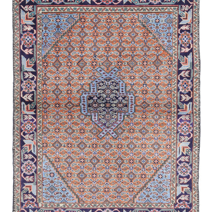 Moud 3' 7" X 4' 10" Hand Knotted Wool Rug 3' 7" X 4' 10" (109 X 147) / Brown / Wool