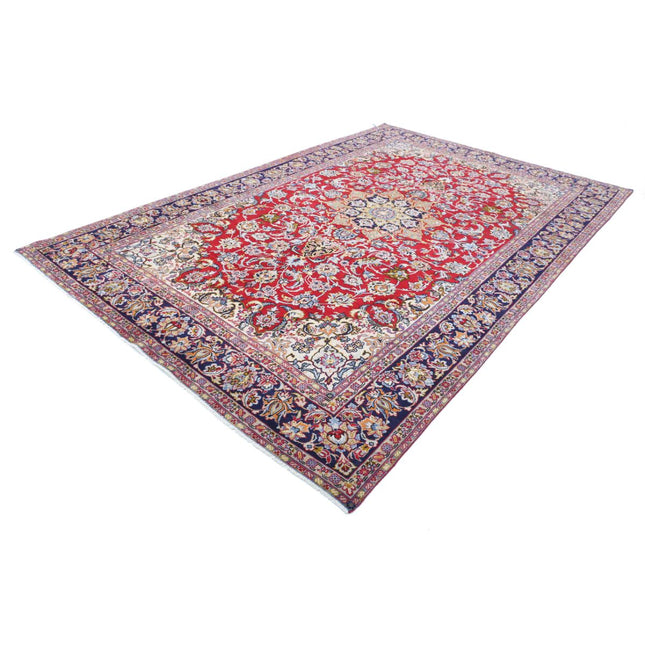 Najafabad 7' 5" X 11' 3" Hand Knotted Wool Rug 7' 5" X 11' 3" (226 X 343) / Red / Blue
