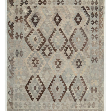 Natural Kilim 5' 10" X 7' 6" Hand Woven Wool Kilim 5' 10" X 7' 6" (178 X 229) / Grey / Wool