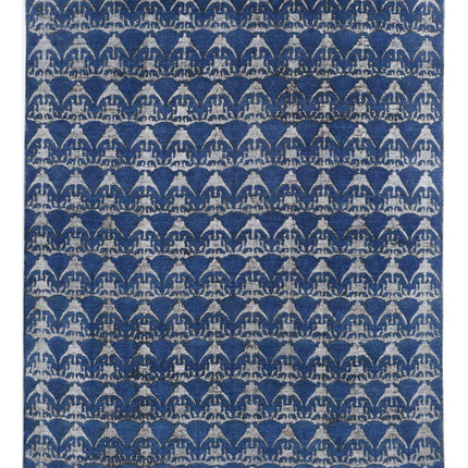 Onyx 9' 7" X 13' 0" Hand Knotted Wool Rug 9' 7" X 13' 0" (292 X 396) / Blue / Wool