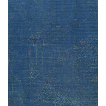 Onyx 9' 7" X 13' 3" Hand Knotted Wool Rug 9' 7" X 13' 3" (292 X 404) / Blue / Wool
