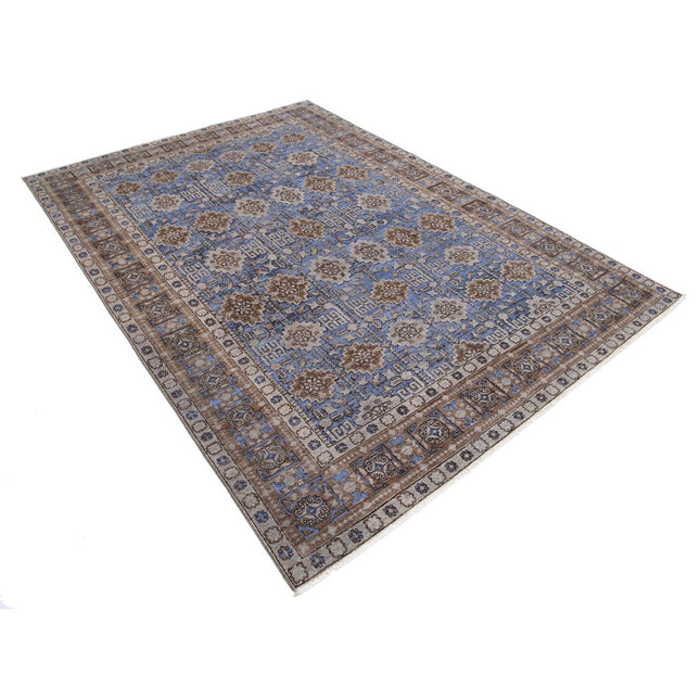 Onyx 6' 0" X 8' 6" Hand Knotted Wool Rug 6' 0" X 8' 6" (183 X 259) / Blue / Brown