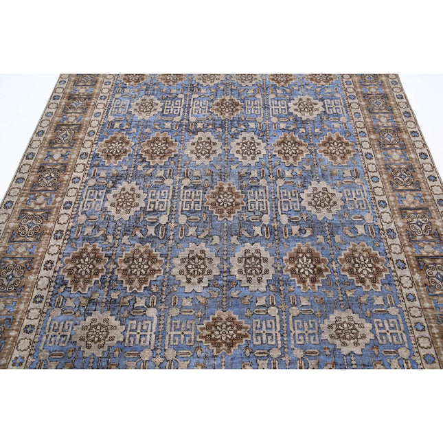 Onyx 6' 0" X 8' 6" Hand Knotted Wool Rug 6' 0" X 8' 6" (183 X 259) / Blue / Brown
