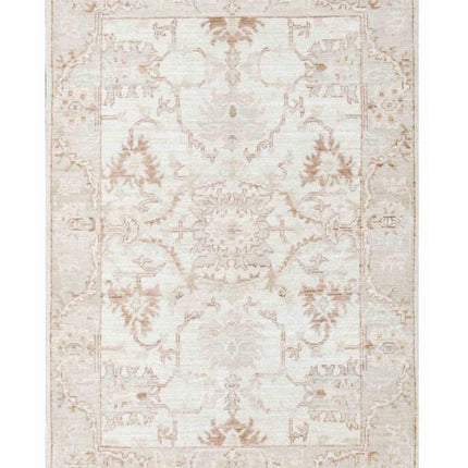 Oushak 4' 2" X 6' 0" Hand Knotted Wool Rug 4' 2" X 6' 0" (127 X 183) / Ivory / Wool