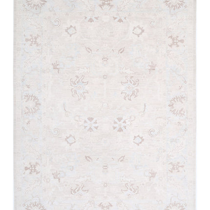 Oushak 8' 8" X 11' 7" Hand Knotted Wool Rug 8' 8" X 11' 7" (264 X 353) / Ivory / Wool