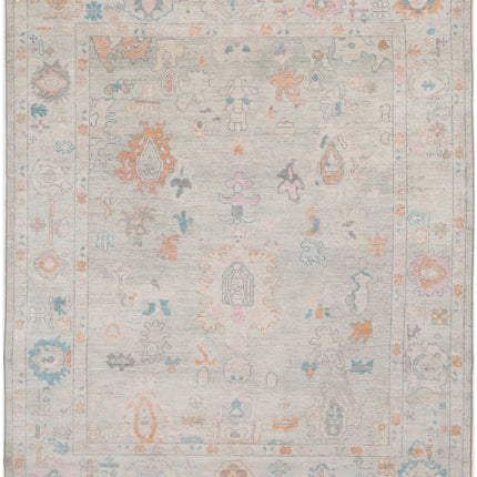 Oushak 8' 5" X 10' 1" Hand Knotted Wool Rug 8' 5" X 10' 1" (257 X 307) / Grey / Wool