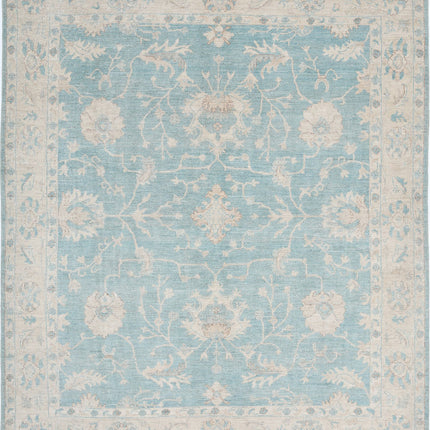 Oushak 7' 11" X 9' 5" Hand Knotted Wool Rug 7' 11" X 9' 5" (241 X 287) / Green / Wool