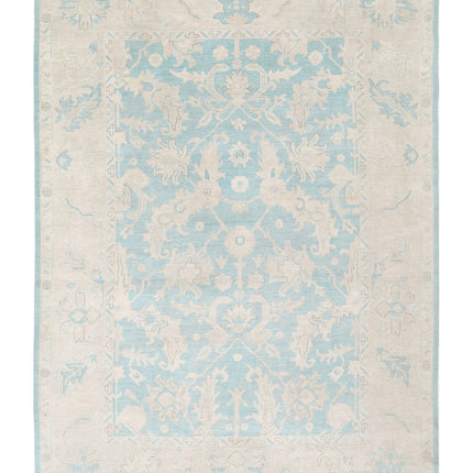 Oushak 9' 11" X 13' 5" Hand Knotted Wool Rug 9' 11" X 13' 5" (302 X 409) / Green / Wool