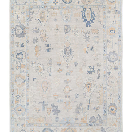 Oushak 9' 11" X 13' 9" Hand Knotted Wool Rug 9' 11" X 13' 9" (302 X 419) / Ivory / Wool