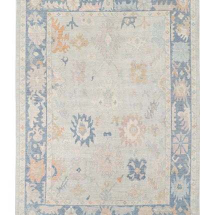 Oushak 10' 4" X 14' 2" Hand Knotted Wool Rug 10' 4" X 14' 2" (315 X 432) / Blue / Wool