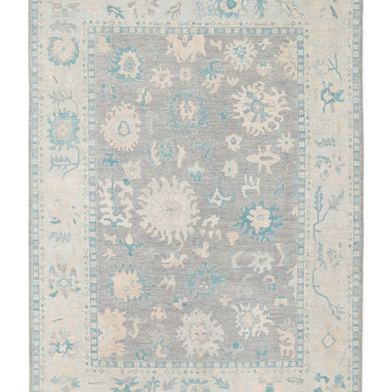 Oushak 9' 9" X 13' 7" Hand Knotted Wool Rug 9' 9" X 13' 7" (297 X 414) / Grey / Wool