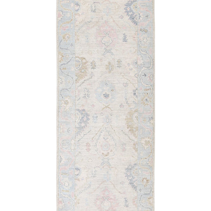 Oushak 3' 2" X 8' 1" Hand Knotted Wool Rug 3' 2" X 8' 1" (97 X 246) / Ivory / Wool