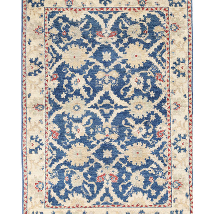 Oushak 4' 1" X 5' 10" Hand Knotted Wool Rug 4' 1" X 5' 10" (124 X 178) / Blue / Wool
