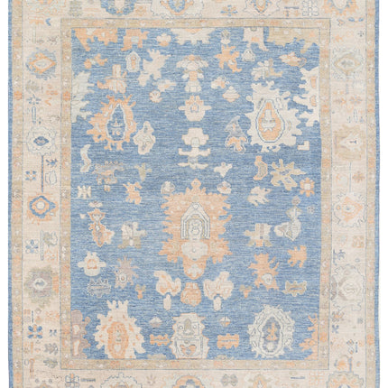 Oushak 7' 11" X 9' 10" Hand Knotted Wool Rug 7' 11" X 9' 10" (241 X 300) / Blue / Wool