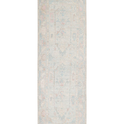 Oushak 4' 1" X 12' 6" Hand Knotted Wool Rug 4' 1" X 12' 6" (124 X 381) / Ivory / Wool
