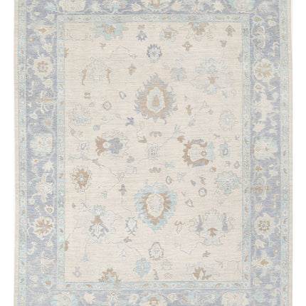 Oushak 9' 2" X 11' 9" Hand Knotted Wool Rug 9' 2" X 11' 9" (280 X 358) / Ivory / Wool