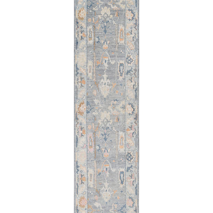 Oushak 3' 3" X 12' 4" Hand Knotted Wool Rug 3' 3" X 12' 4" (99 X 376) / Grey / Wool