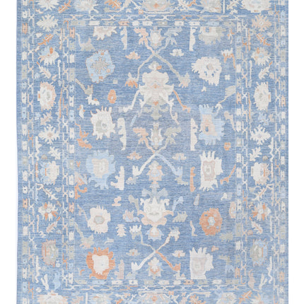 Oushak 10' 4" X 13' 9" Hand Knotted Wool Rug 10' 4" X 13' 9" (315 X 419) / Blue / Wool