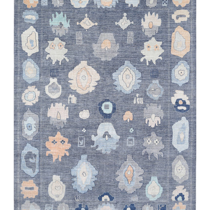 Oushak 10' 4" X 14' 0" Hand Knotted Wool Rug 10' 4" X 14' 0" (315 X 427) / Charcoal / Wool
