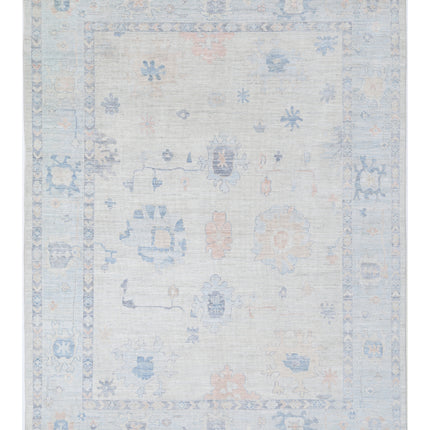 Oushak 9' 2" X 12' 3" Hand Knotted Wool Rug 9' 2" X 12' 3" (280 X 373) / Grey / Wool