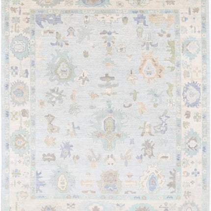 Oushak 8' 3" X 9' 10" Hand Knotted Wool Rug 8' 3" X 9' 10" (251 X 300) / Blue / Wool