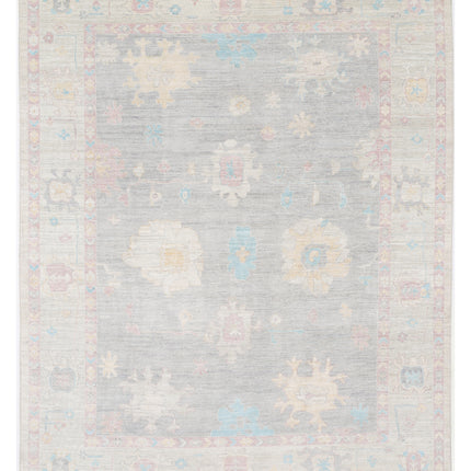 Oushak 9' 5" X 12' 2" Hand Knotted Wool Rug 9' 5" X 12' 2" (287 X 371) / Grey / Wool