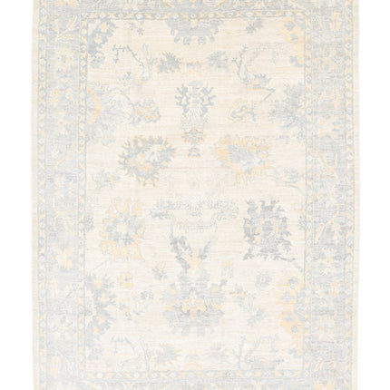 Oushak 6' 2" X 8' 9" Hand Knotted Wool Rug 6' 2" X 8' 9" (188 X 267) / Ivory / Wool