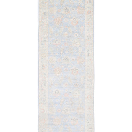 Oushak 5' 2" X 15' 11" Hand Knotted Wool Rug 5' 2" X 15' 11" (158 X 485) / Blue / Wool