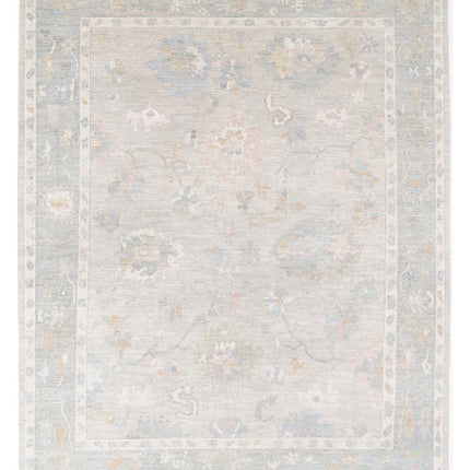 Oushak 9' 1" X 11' 9" Hand Knotted Wool Rug 9' 1" X 11' 9" (277 X 358) / Silver / Wool