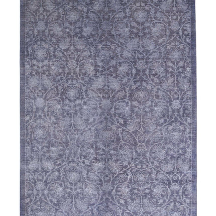 Overdye 6' 7" X 9' 7" Hand Knotted Wool & Bamboo Silk Rug 6' 7" X 9' 7" (201 X 292) / Blue / Wool & Bamboo Silk