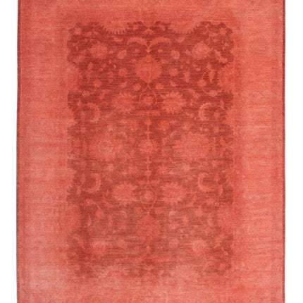 Overdye 8' 8" X 11' 6" Hand Knotted Wool Rug 8' 8" X 11' 6" (264 X 351) / Red / Wool
