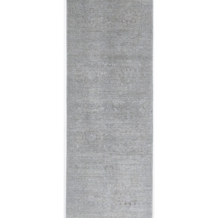 Overdye 3' 2" X 9' 4" Hand Knotted Wool Rug 3' 2" X 9' 4" (97 X 284) / Grey / Wool