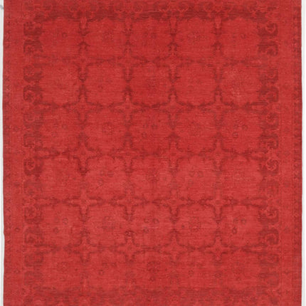 Overdye 8' 2" X 9' 3" Hand Knotted Wool Rug 8' 2" X 9' 3" (249 X 282) / Red / Wool